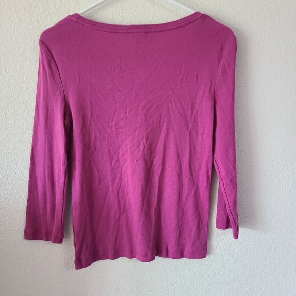 Talbots US Women's Size XS Cotton Modal Blend V-Neck Sweater Ruffle Detail - Picture 4 of 8